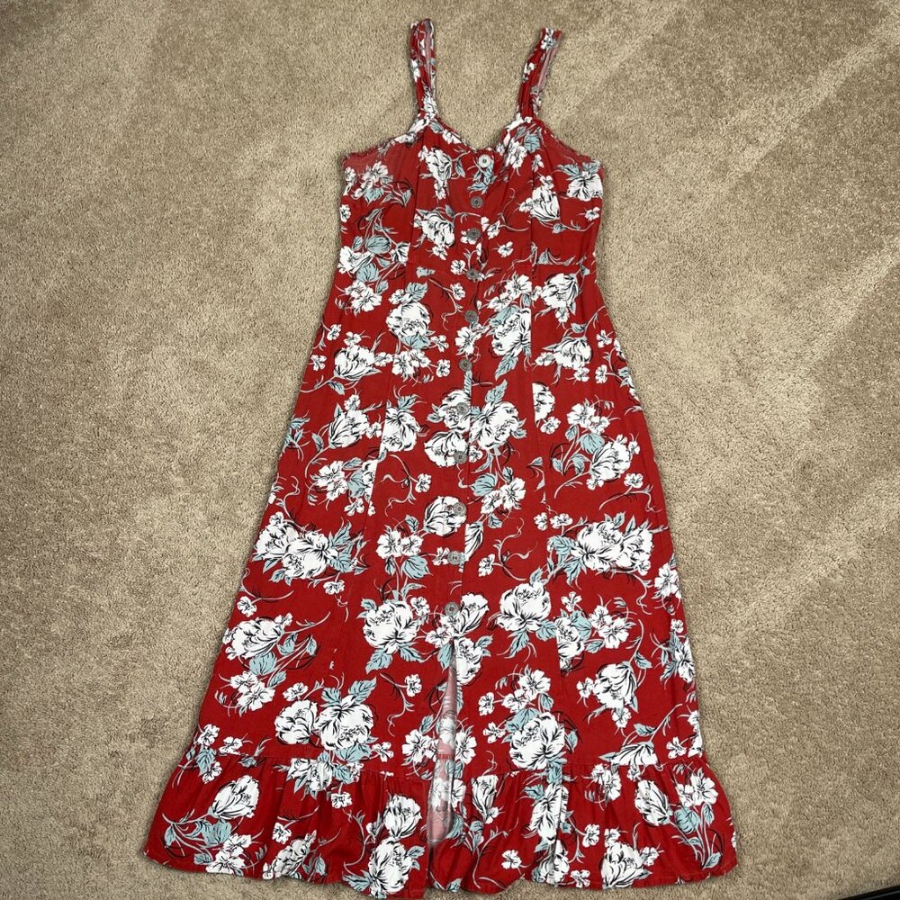 Cotton & Rye Outfitters Dress Womens L Red Button Front Country Prairie Western